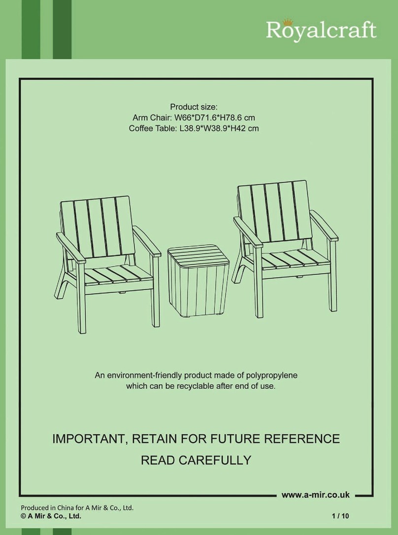 Royalcraft Faro Relax 3pcs Bistro Set - Slatted Wood Grain... User manual