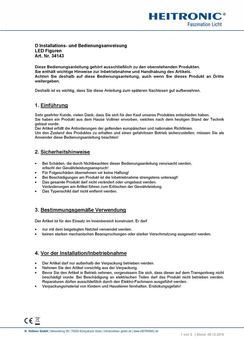 Heitronic 34143 Installation and operating instructions Heitronic 34143 Installation and operating instructions