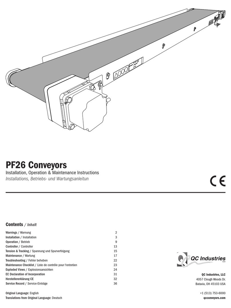 QC Industries PF26 Conveyors Installation, operation & maintenance instructions