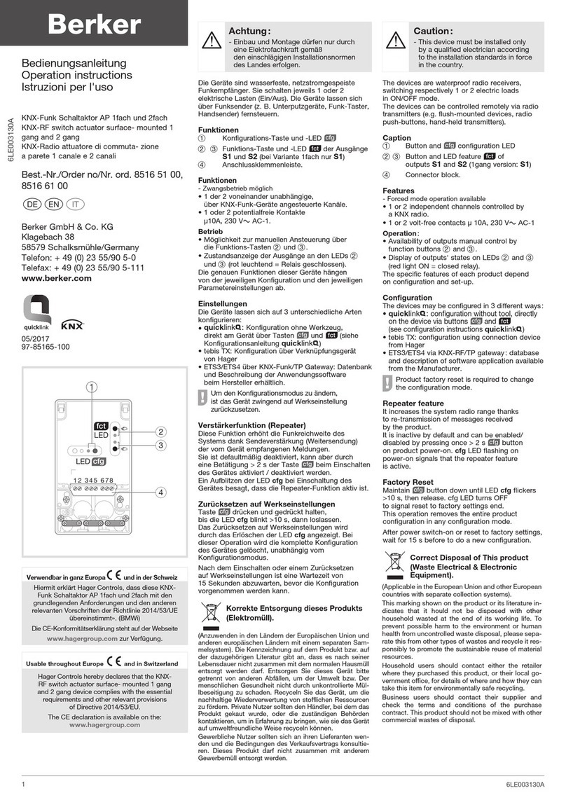 Berker 8516 51 00 Operation instructions