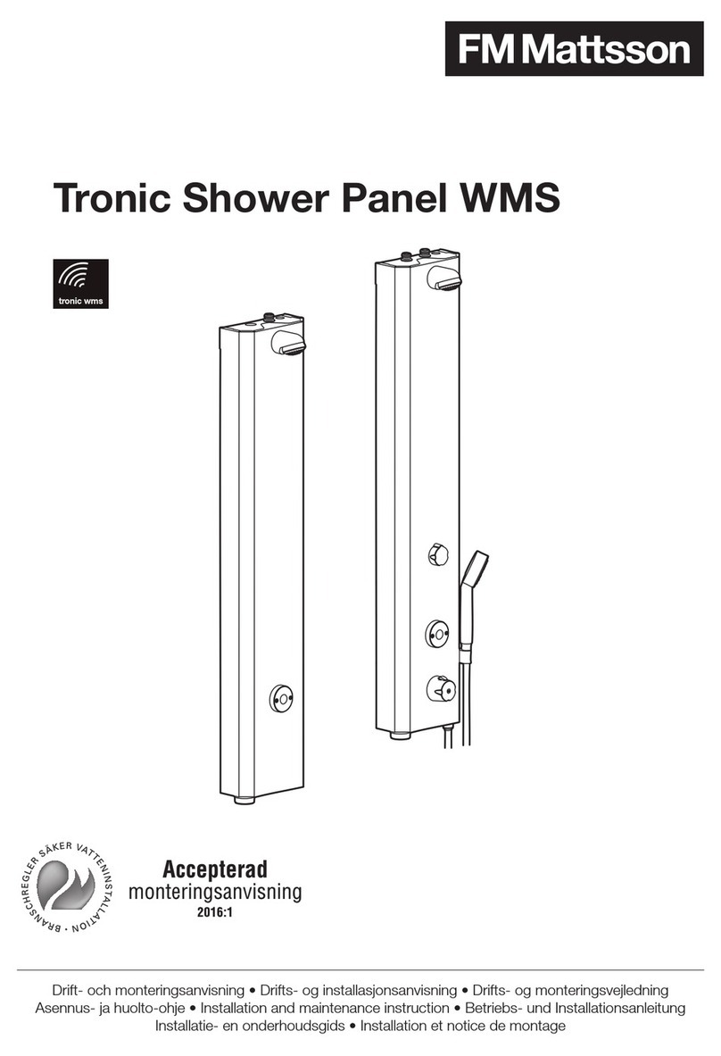 FM Mattsson Tronic Shower Panel WMS 9500-0000 Installation and maintenance  instruction