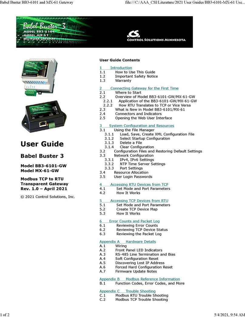 CONTROL SOLUTIONS Babel Buster 3 BB3-6101-GW user guide