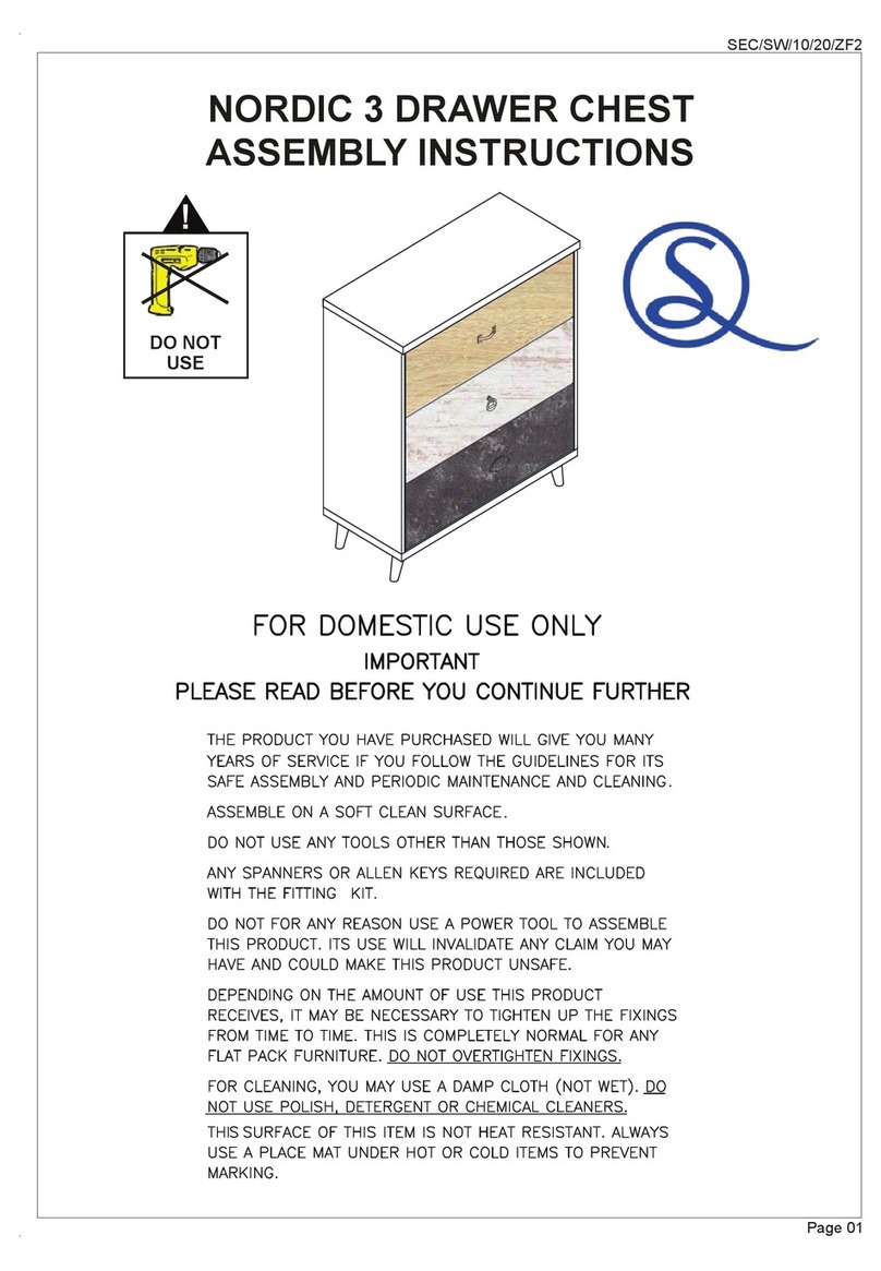 Seconique Furniture Nordic 3 Drawer Chest Aassembly Instructions