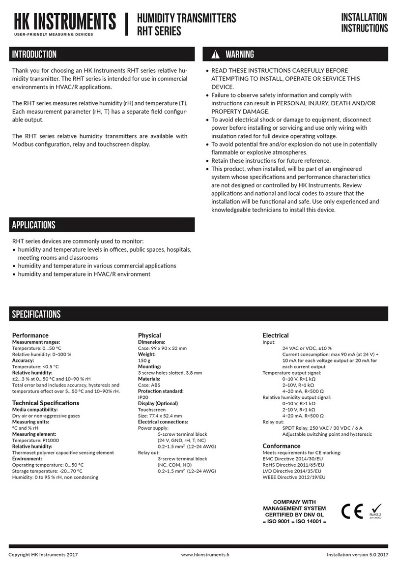 HK Instruments RHT Series User manual