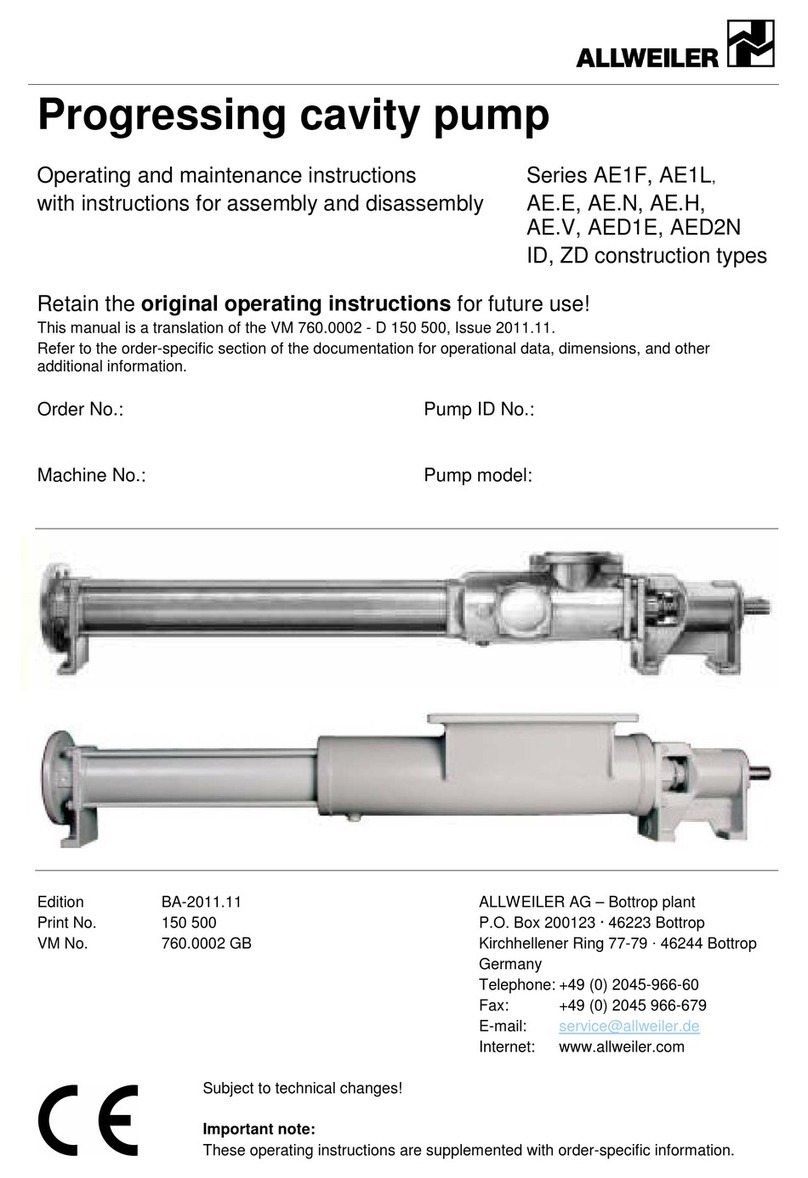 Allweiler AE1F Series Operating and maintenance instructions with instructions for assembly and disassembly Allweiler AE1F Series Operating and maintenance instructions with instructions for assembly and disassembly