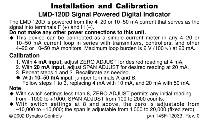 Crane DYNALCO CONTROLS LMD-120D Installation and Calibration Crane DYNALCO CONTROLS LMD-120D Installation and Calibration
