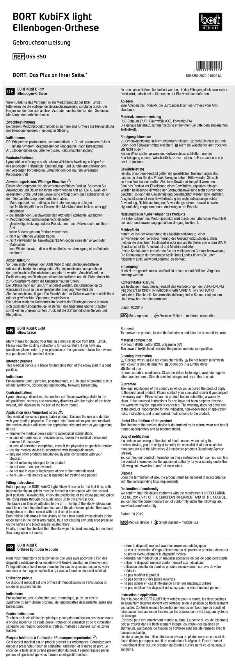 bort medical KubiFX light quick guide