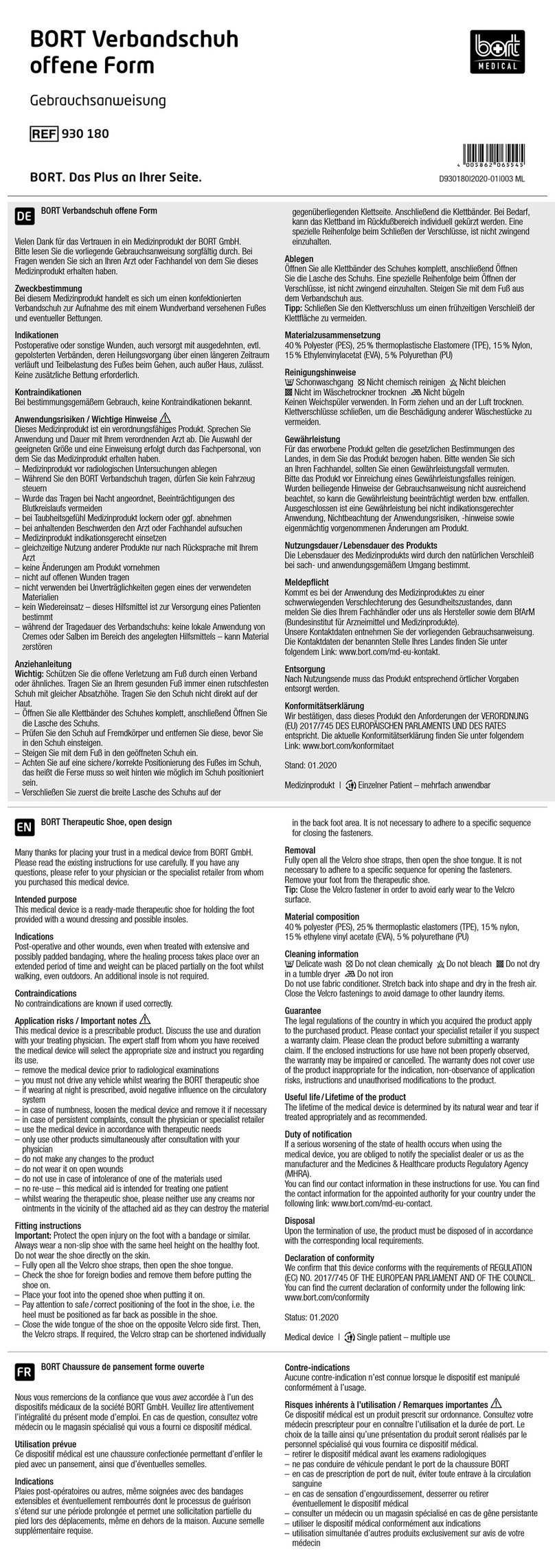 bort medical 930 180 quick guide