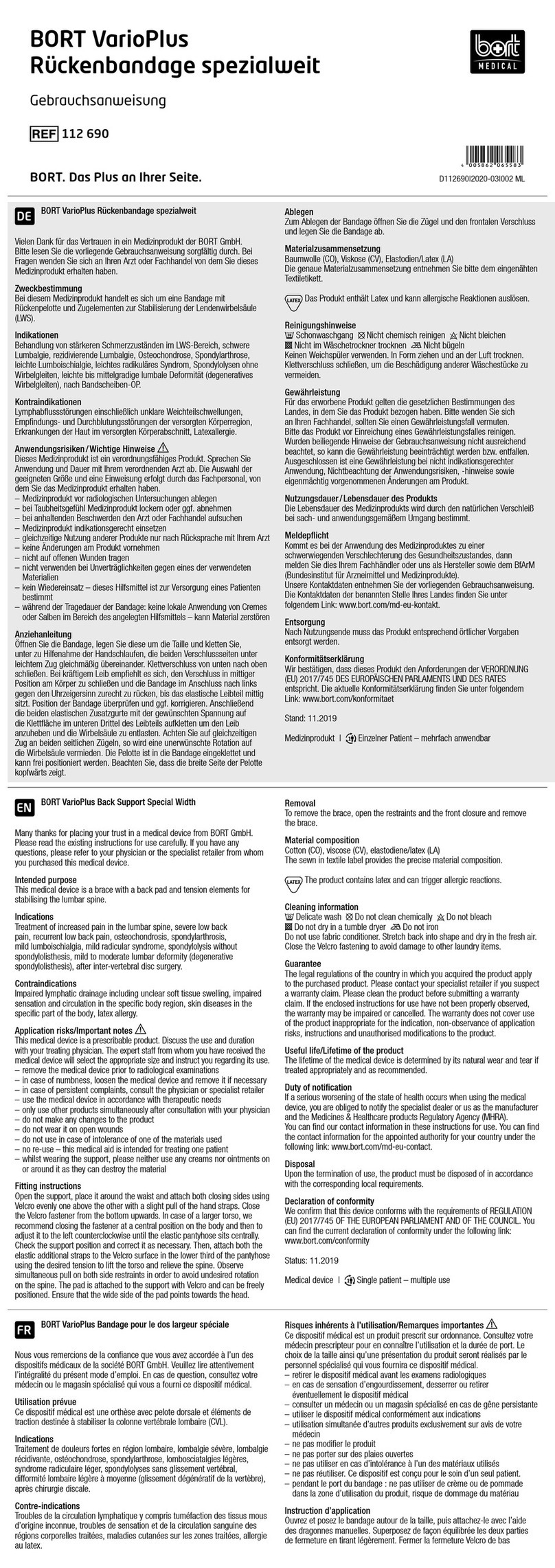 bort medical VarioPlus quick guide