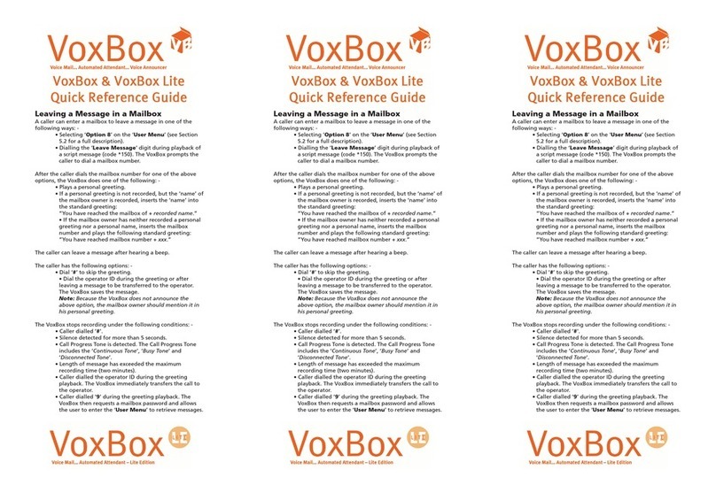 OAK VoxBox Quick reference guide OAK VoxBox Quick reference guide