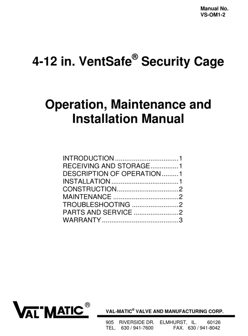 Val-Matic VentSafe Security Cage Operation, maintenance and installation manual Val-Matic VentSafe Security Cage Operation, maintenance and installation manual