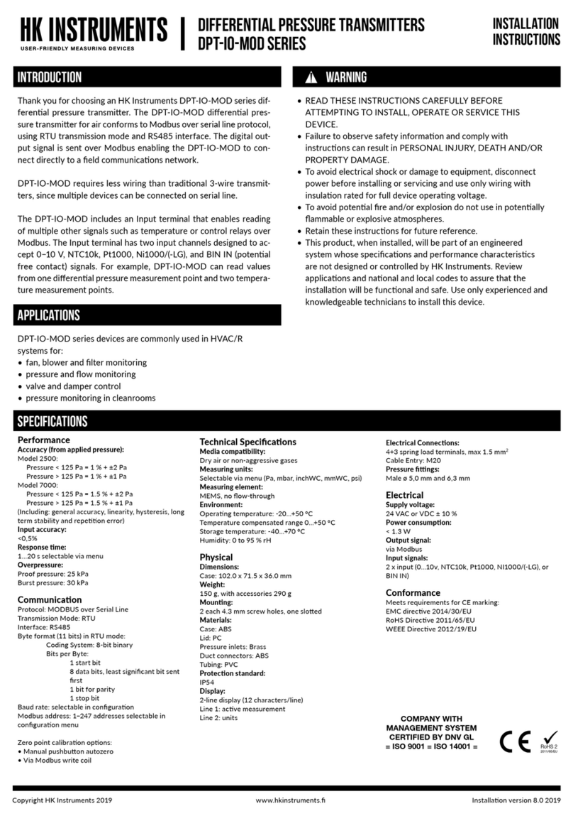 HK Instruments DPT-IO-MOD Series User manual