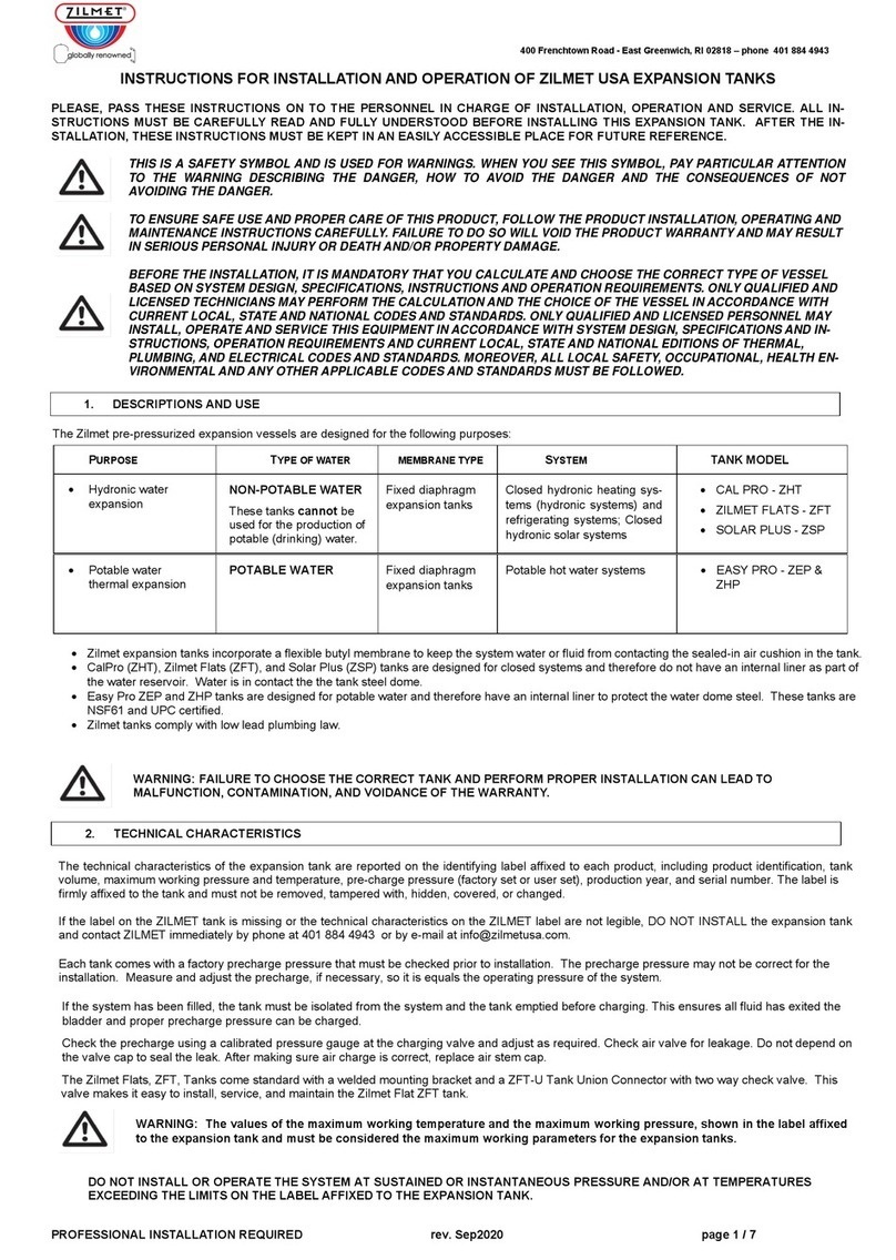 Zilmet CAL PRO Instructions for installation and operation Zilmet CAL PRO Instructions for installation and operation