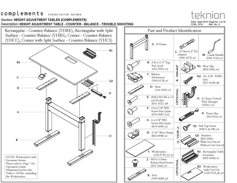 Teknion YHRE Operating and maintenance instructions Teknion YHRE Operating and maintenance instructions