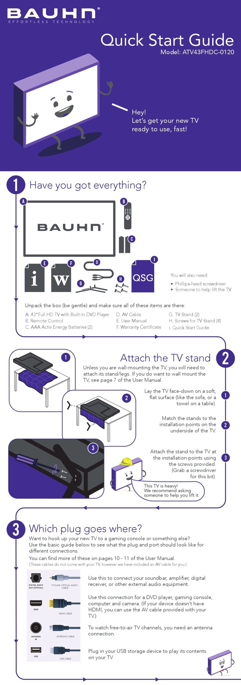 Bauhn ATV43FHDC-0120 quick start guide