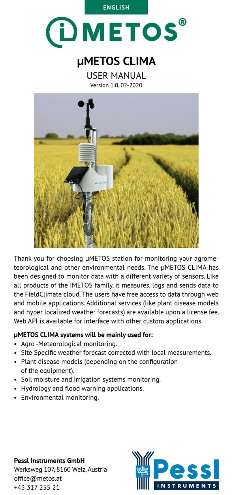 Pessl Instruments mMETOS CLIMA User manual