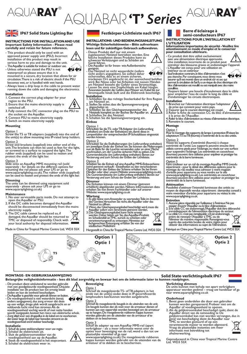 TMC Aquarium AQUARAY AQUABAR T Series User manual