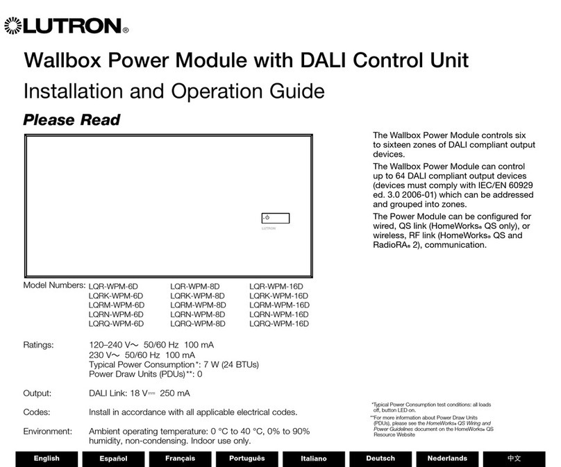Lutron Electronics LQR-WPM-6D Installation and operation guide