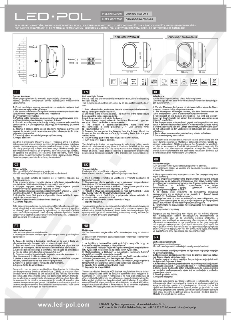 LED-POL ORO-KOS-15W-DW-II Installation instruction