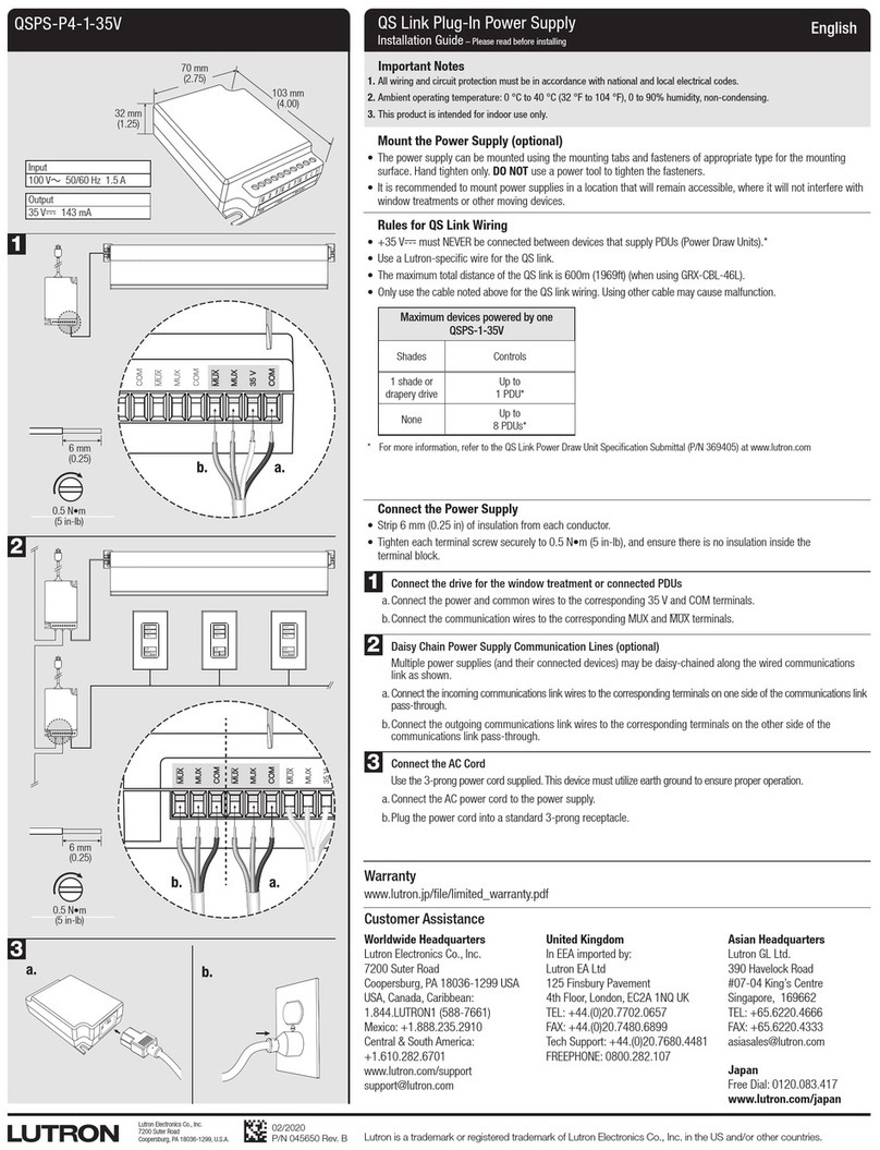 Lutron Electronics QSPS-P4-1-35V installation guide