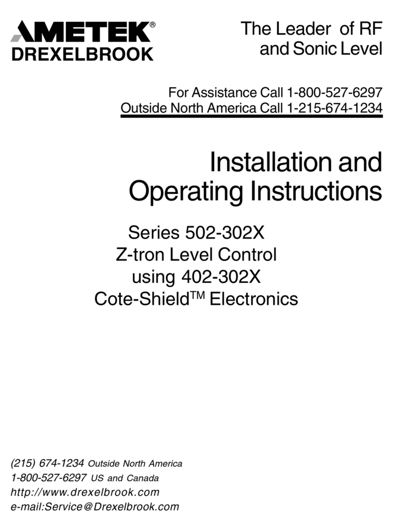 Ametek Drexelbrook Z-tron Level Control 502-302X Series Installation and operating instructions