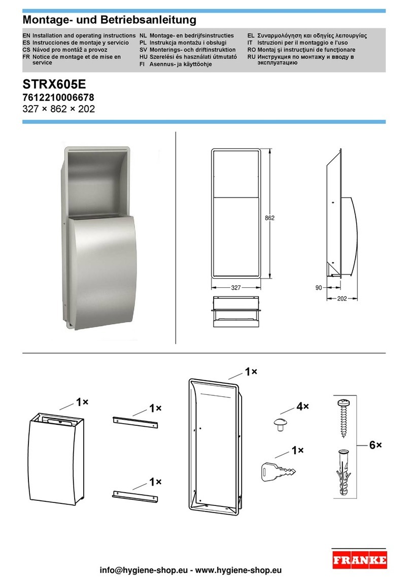 Franke STRATOS STRX605E Installation and operating instructions