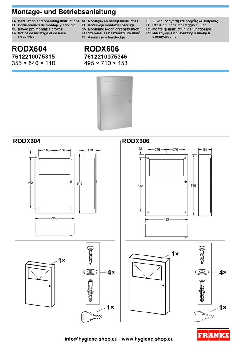 Franke RODX604 Installation and operating instructions