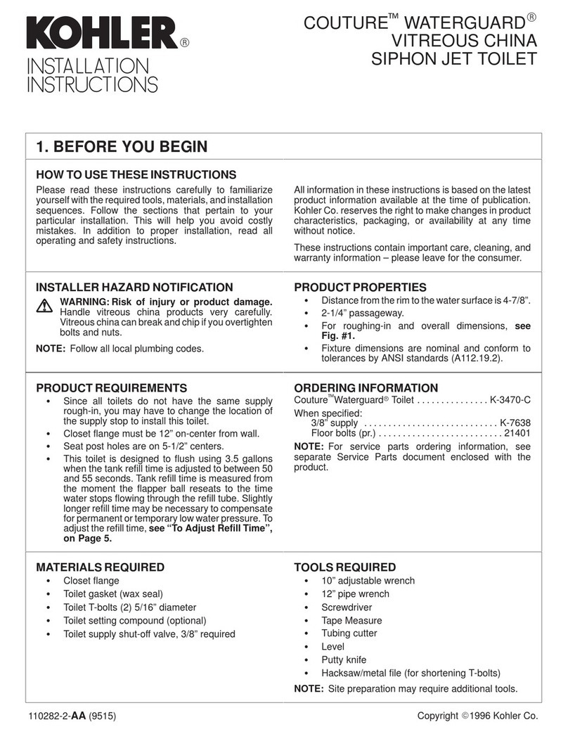 Kohler COUTURE WATERGUARD User manual