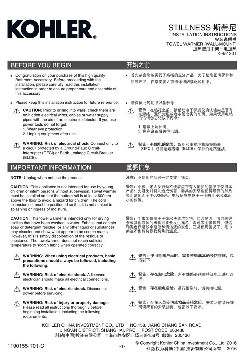 Kohler STILLNESS K-45130T installation instructions