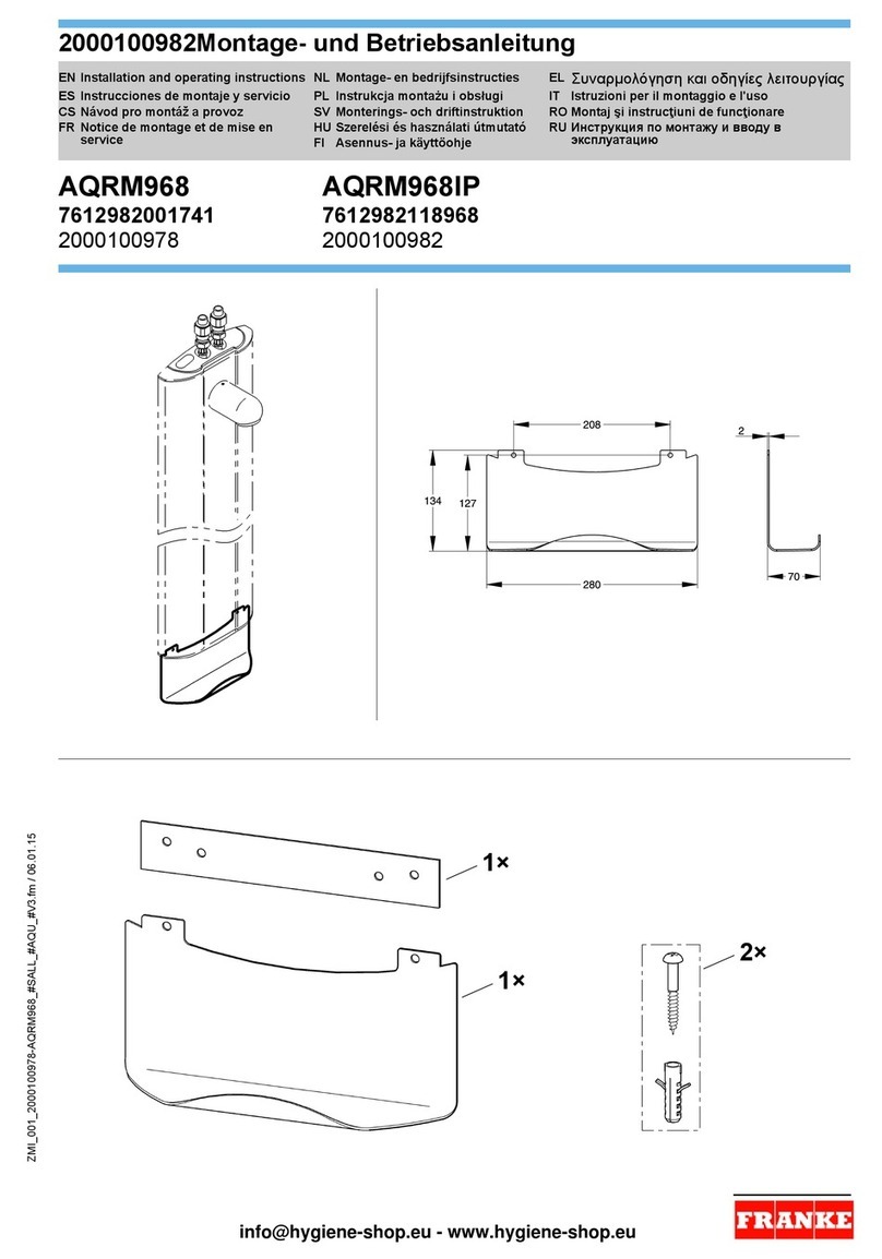 Franke AQRM968 Installation and operating instructions