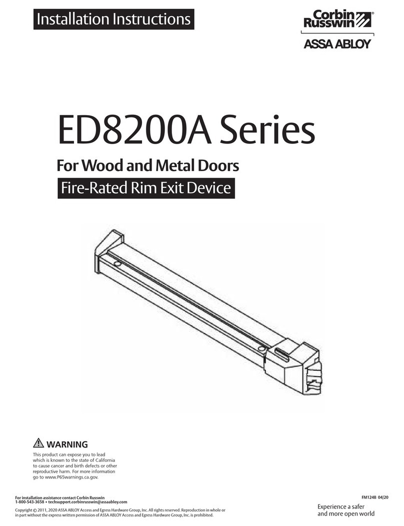 Assa Abloy Corbin Russwin ED8200A Series installation instructions