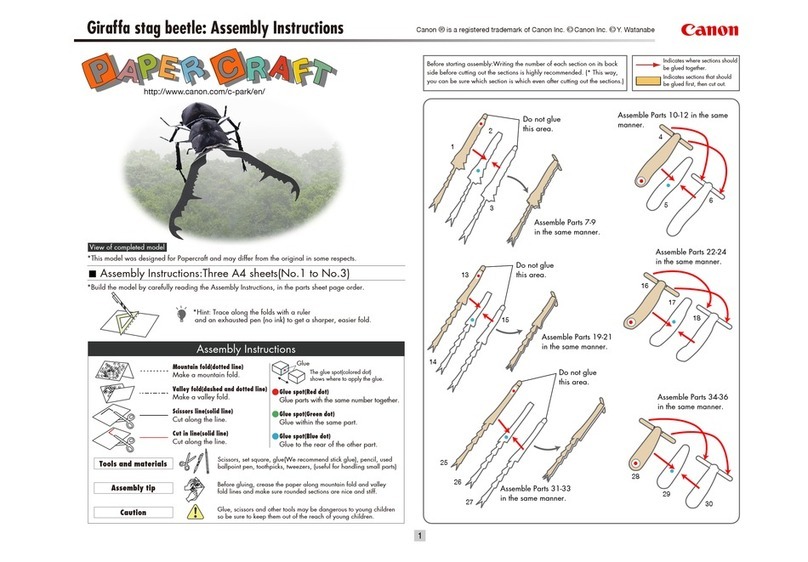 Canon PAPER CRAFT Giraffa stag beetle Assembly instructions Canon PAPER CRAFT Giraffa stag beetle Assembly instructions