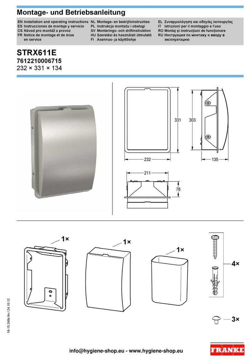 Franke STRX611E Installation and operating instructions