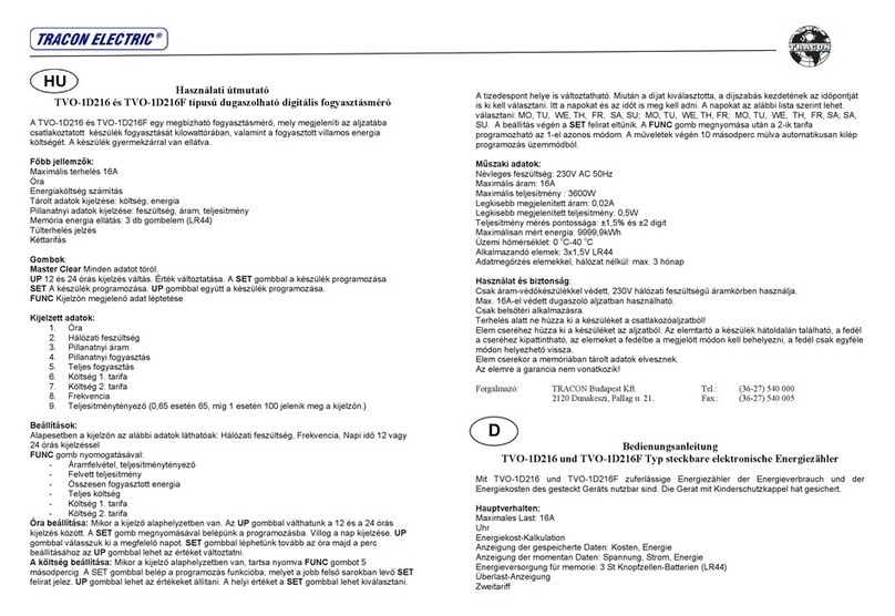 Tracon Electric TVO-1D216 instruction manual Tracon Electric TVO-1D216 instruction manual