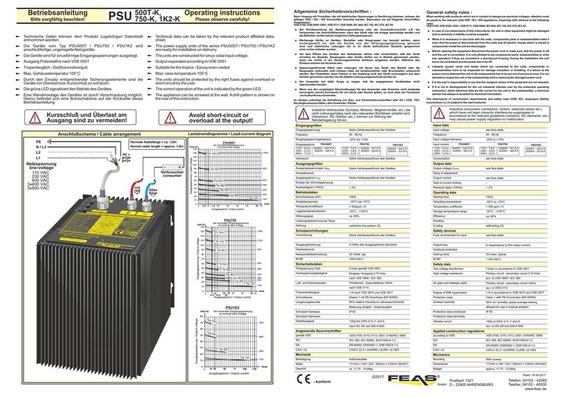 FEAS PSU500T-K operating instructions