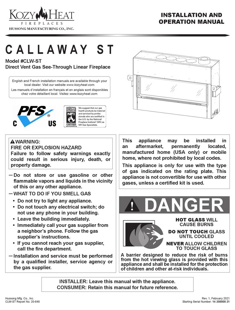 kozy heat CALLAWAY ST Installation and operation manual
