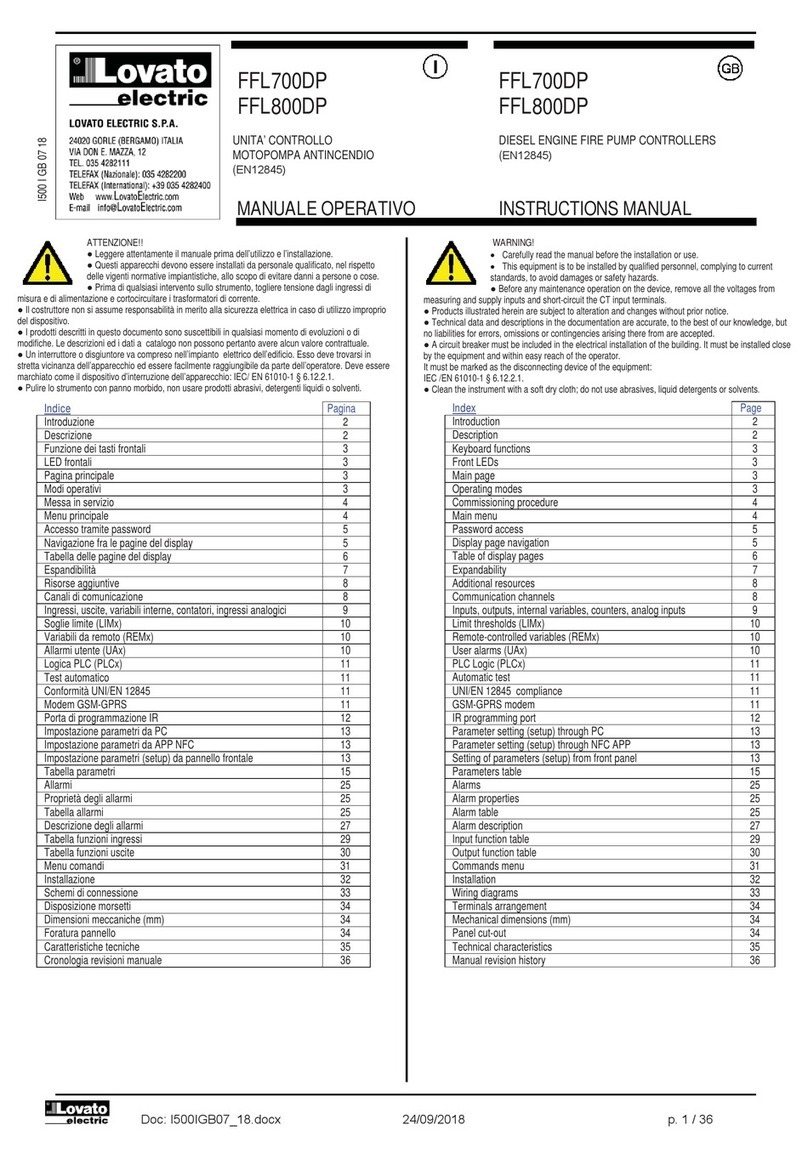 LOVATO ELECTRIC FFL700DP instruction manual