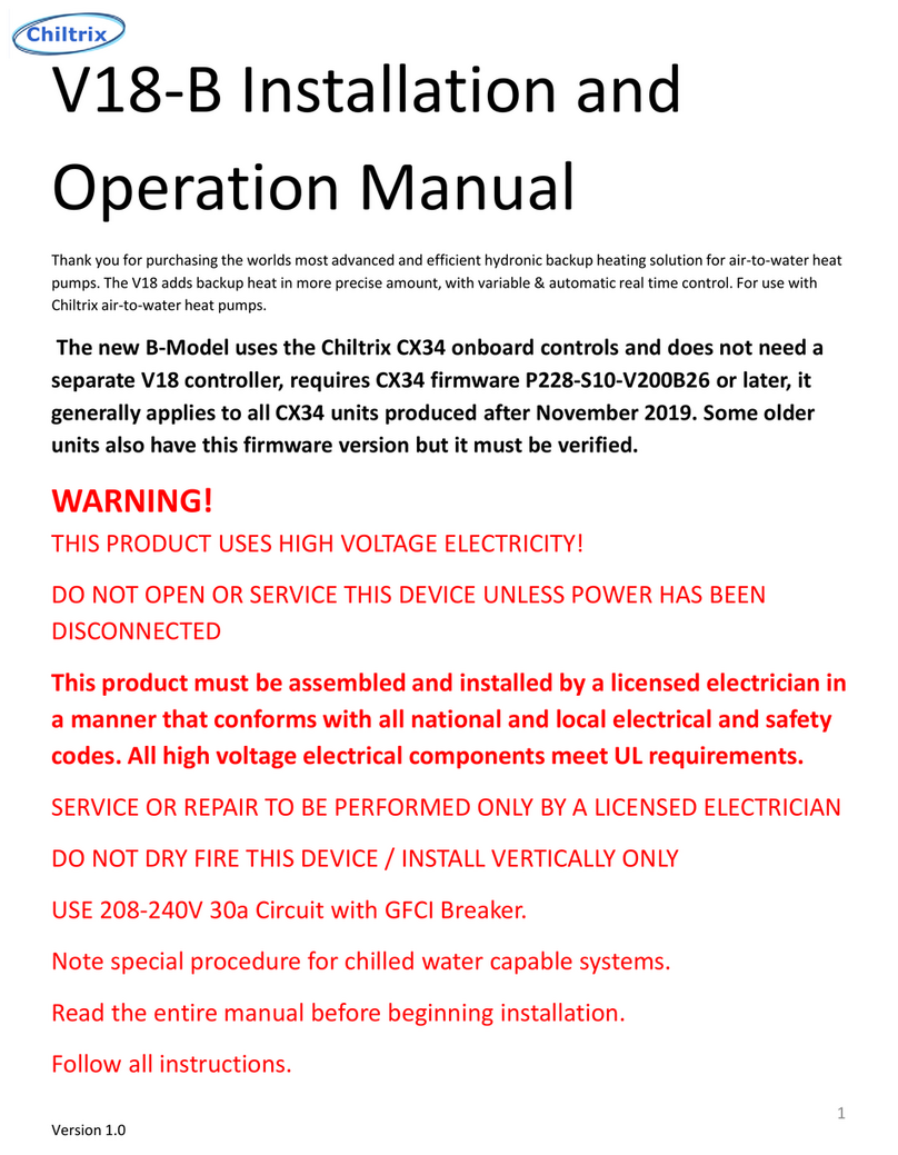 Chiltrix V18-B Installation and operation manual