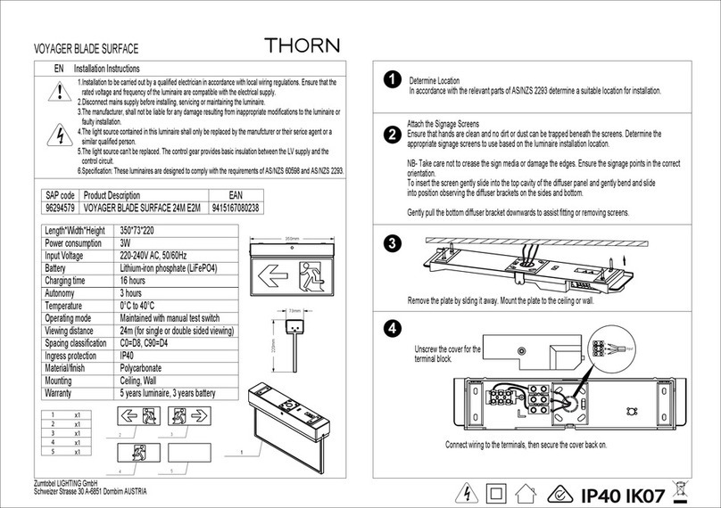 Thorn VOYAGER BLADE SURFACE 24M E2M installation instructions