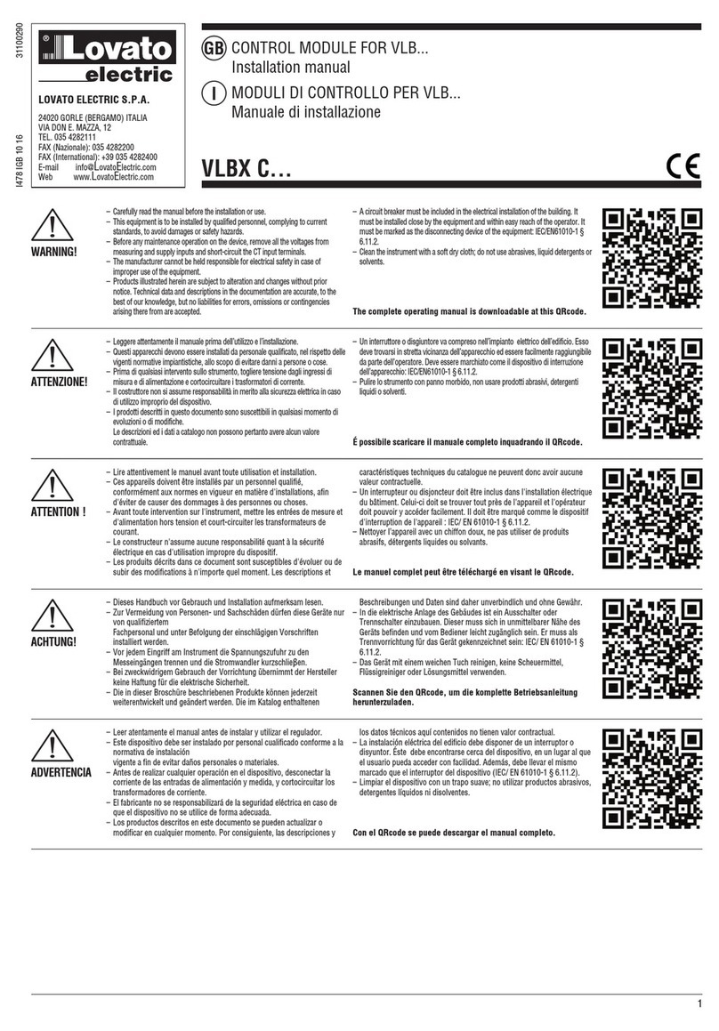 LOVATO ELECTRIC VLBX C Series User manual