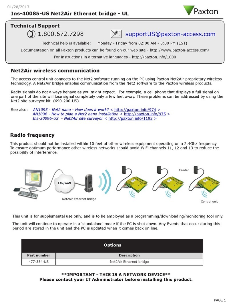 Paxton Net2Air Ins-40085-US quick start guide