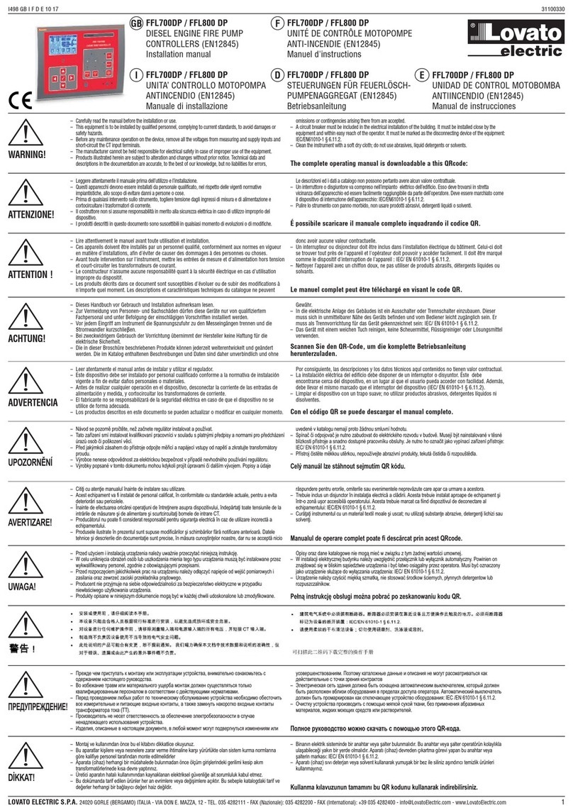 LOVATO ELECTRIC FFL700DP installation manual