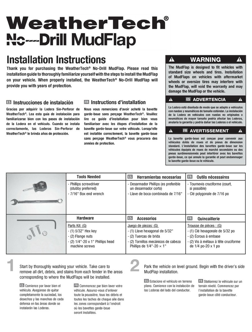 WeatherTech No-Drill MudFlap User manual
