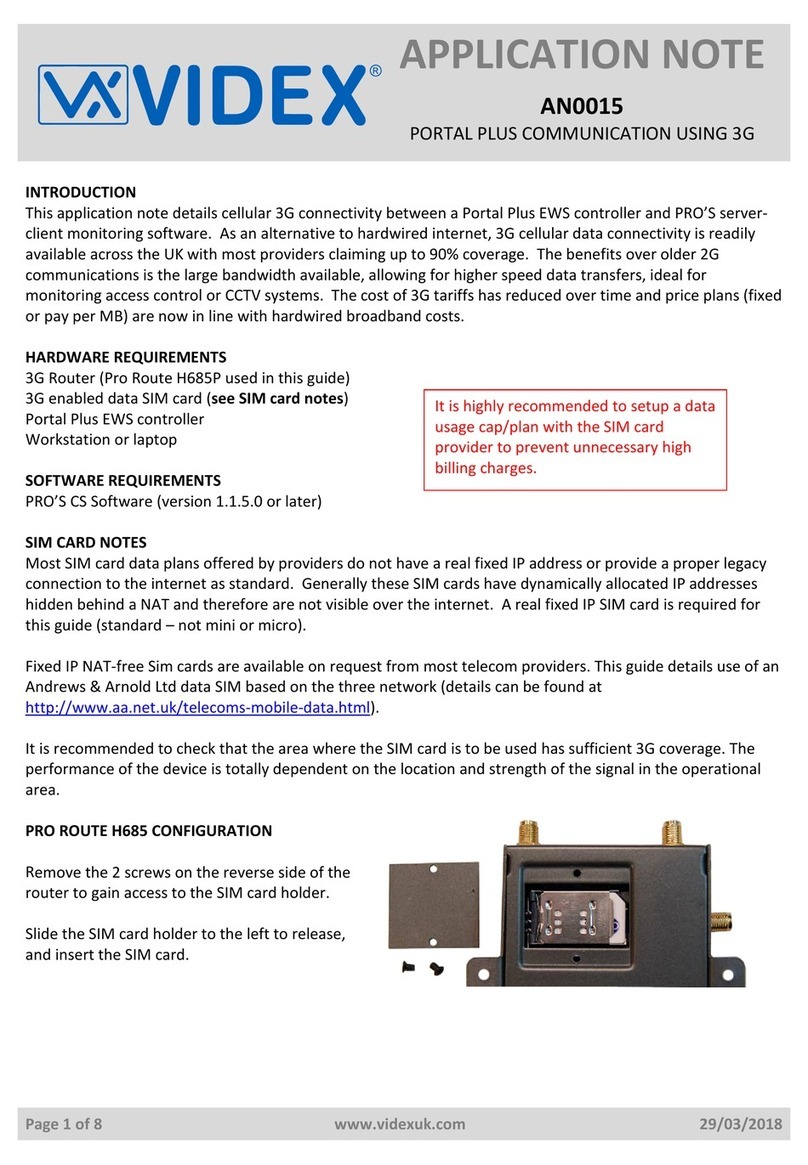 Videx PORTAL PLUS Application note