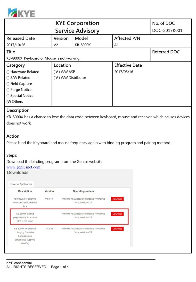 Genius KYE Systems KB-8000X Service advisory