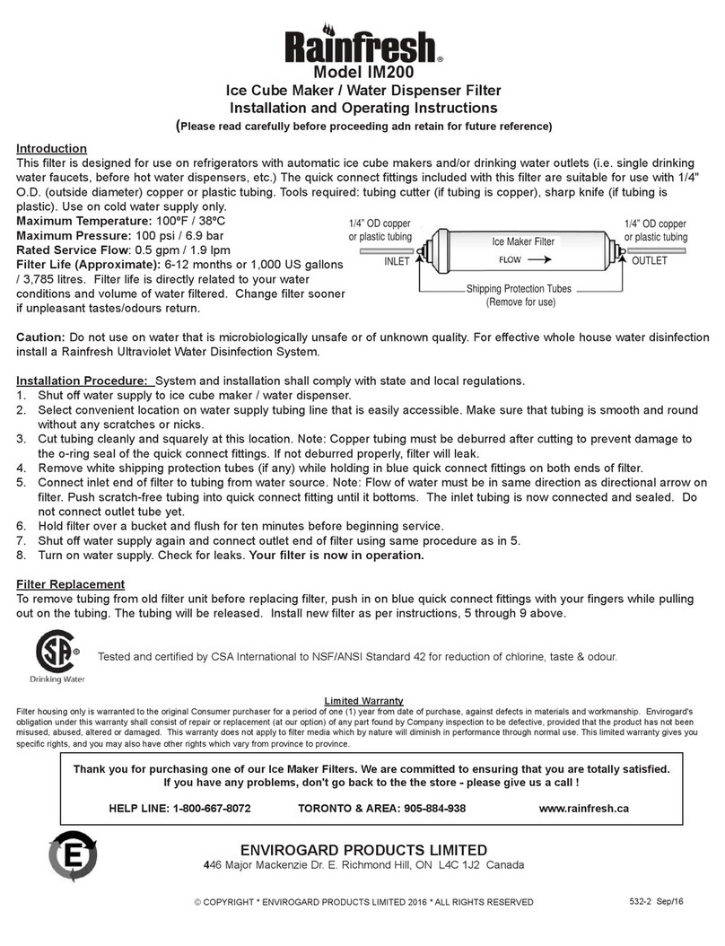 ENVIROGARD Rainfresh IM200 Installation and operating instructions
