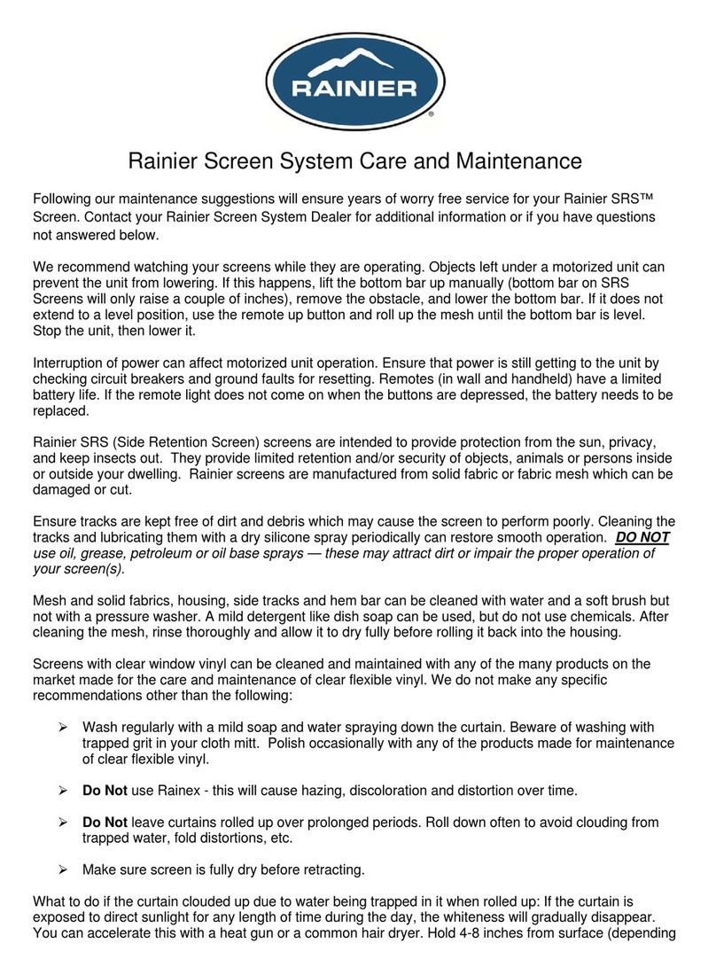 Rainier SRS Series Care and maintenance