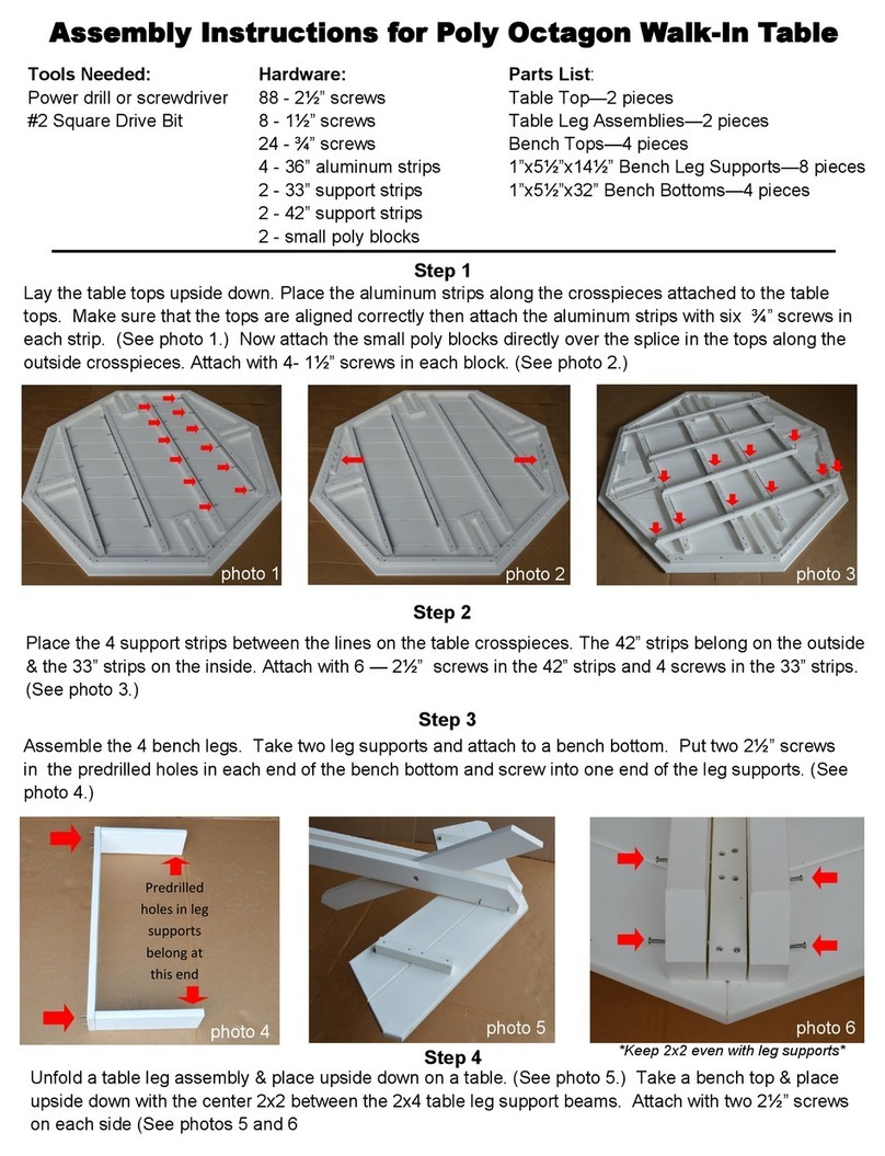 DutchCrafters Poly Octagon Walk-In Table Assembly instructions