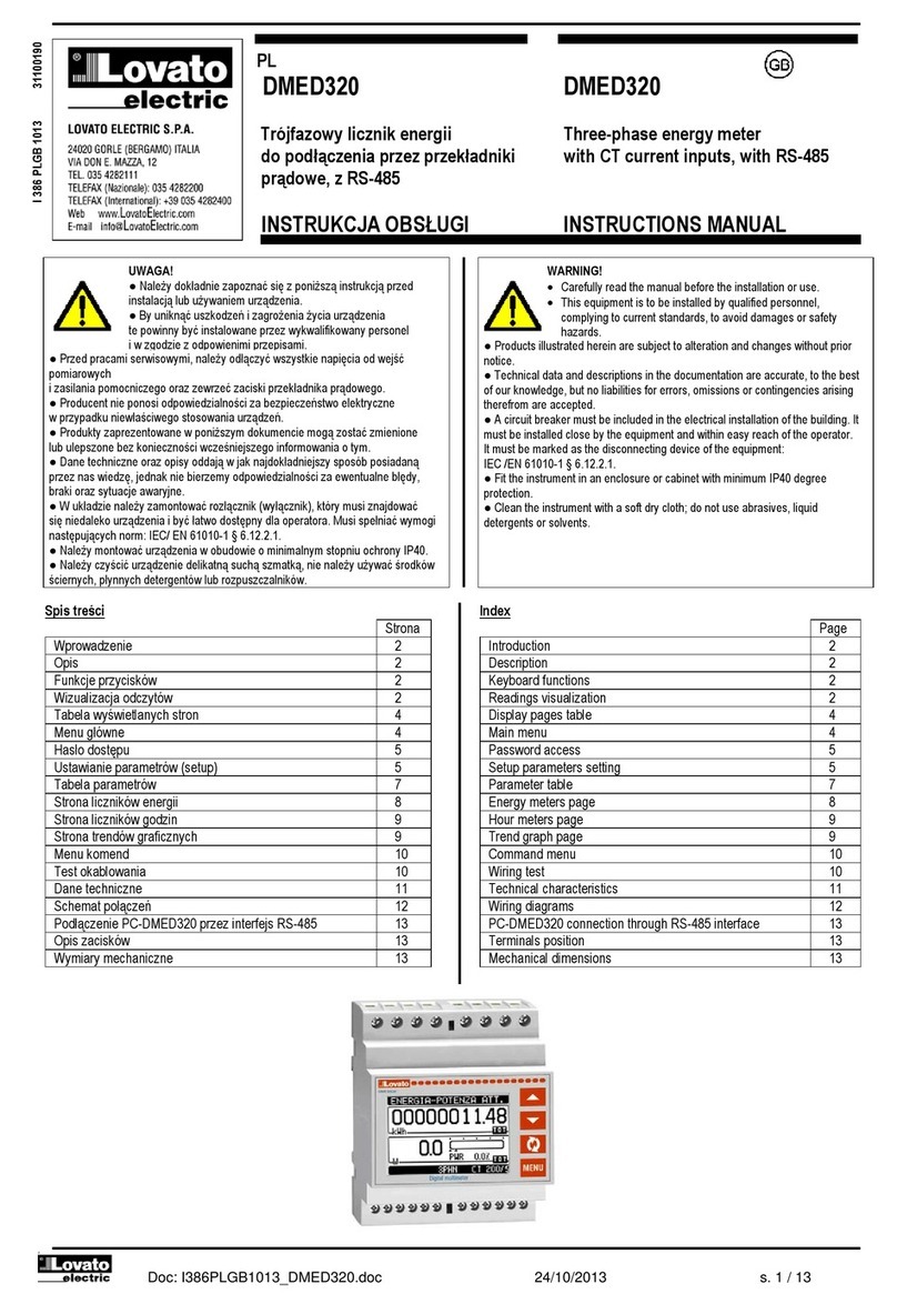 LOVATO ELECTRIC DMED320 User manual