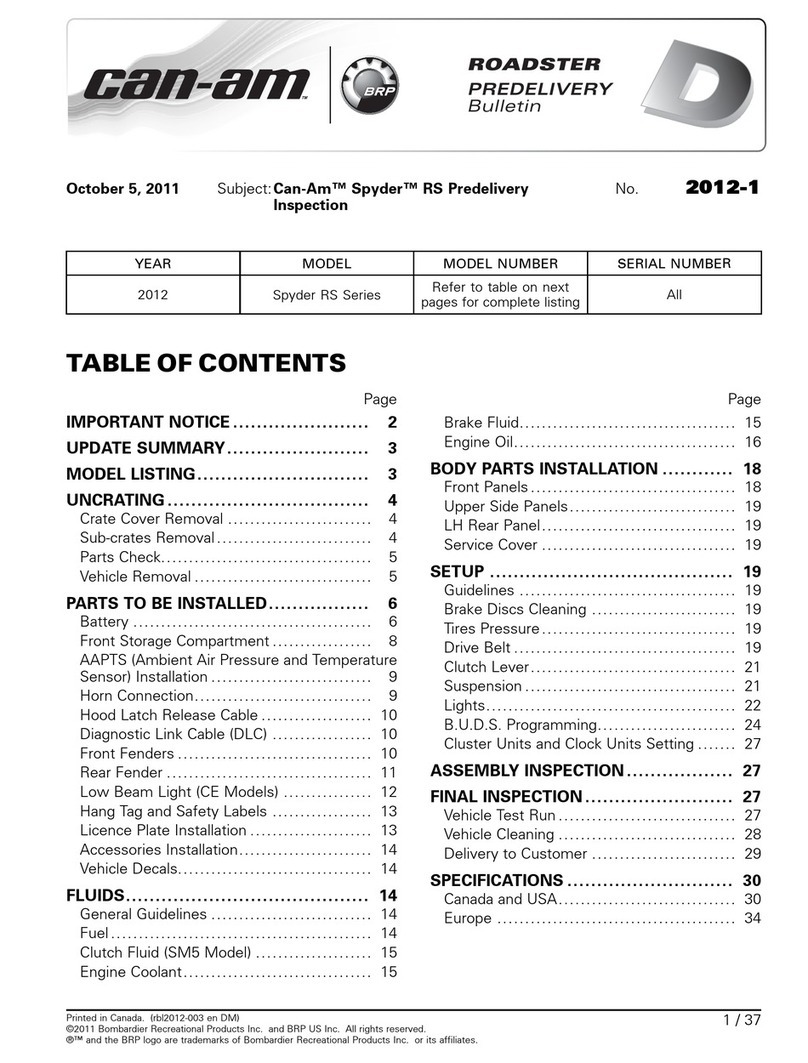Can-Am Spyder RS Series Predelivery Bulletin